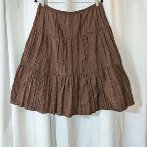 Vintage Brown Tiered Bohemian Fairycore Sequin Y2K Midi Skirt